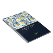 Custom Elegant Mediterranean Lemon Botanical Navy Notizblock (Rechte Seite)