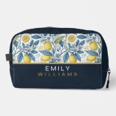 Custom Elegant Mediterranean Lemon Botanical Navy Waschbeutel (Vorderseite)