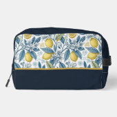 Custom Elegant Mediterranean Lemon Botanical Navy Waschbeutel (Rückseite)