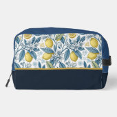 Custom Elegant Mediterranean Lemon Botanical Navy Waschbeutel (Rückseite)