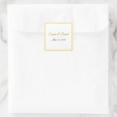 Custom Elegant Minimalist Wedding Names & Date  Quadratischer Aufkleber (Tasche)