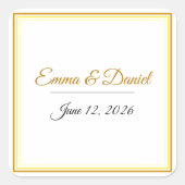 Custom Elegant Minimalist Wedding Names & Date  Quadratischer Aufkleber (Vorderseite)