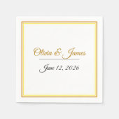Custom Elegant Minimalist Wedding Names & Date  Serviette (Vorderseite)