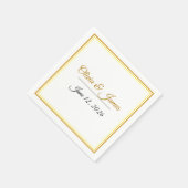Custom Elegant Minimalist Wedding Names & Date  Serviette (Ecke)