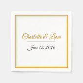 Custom Elegant Minimalist Wedding Names & Date  Serviette (Vorderseite)