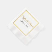 Custom Elegant Minimalist Wedding Names & Date  Serviette (Ecke)