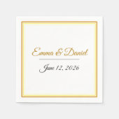 Custom Elegant Minimalist Wedding Names & Date  Serviette (Vorderseite)