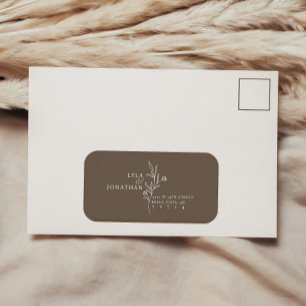 Custom Elegant Minimalistisch Brown Wedding RSVP L Adressaufkleber