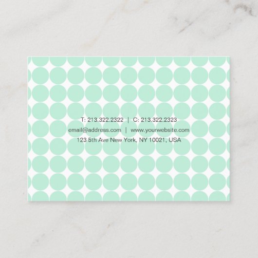 Custom Elegant Mint Grün Moderne typische Busin Visitenkarte (Rückseite)