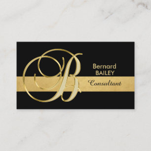 Custom Elegant Mit Monogramm Gold Black Initial 'B Visitenkarte
