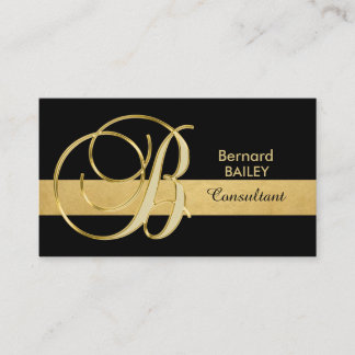Custom Elegant Mit Monogramm Gold Black Initial 'B Visitenkarte