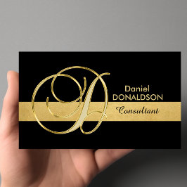 Custom Elegant Mit Monogramm Gold Black Initial 'D Visitenkarte