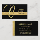 Custom Elegant Mit Monogramm Gold Black Initial '' Visitenkarte (Vorne/Hinten)