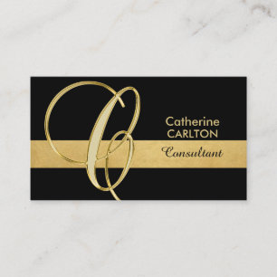 Custom Elegant Mit Monogramm Gold Black Initial '' Visitenkarte