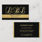 Custom Elegant Mit Monogramm Gold Black Initial Visitenkarte (Vorne/Hinten)