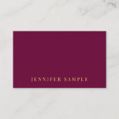 Custom Elegant Modern Burgundy Red Gold Text Visitenkarte (Vorderseite)