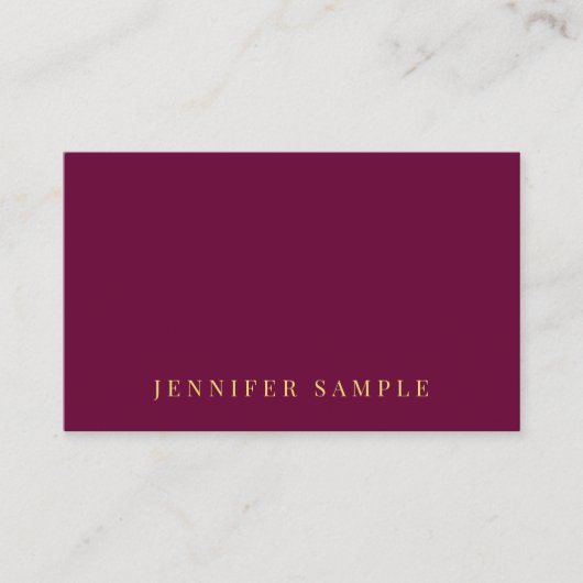 Custom Elegant Modern Burgundy Red Gold Text Visitenkarte (Vorderseite)