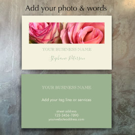 Custom Elegant Modern Sage Green Photo Template  Visitenkarte
