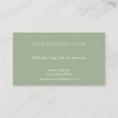 Custom Elegant Modern Sage Green Photo Template  Visitenkarte (Rückseite)