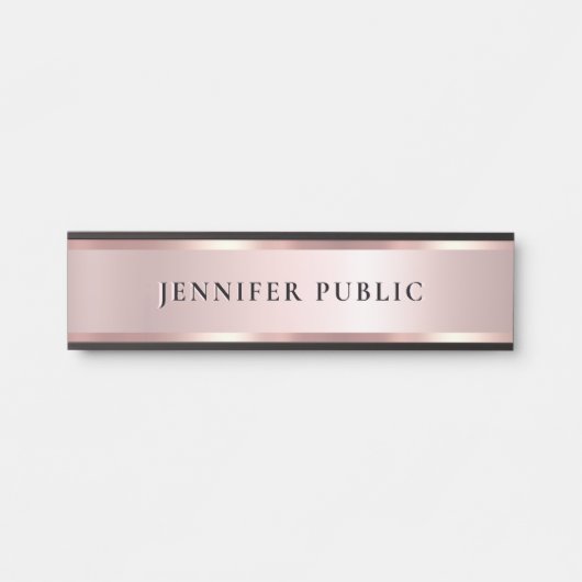 Custom Elegant Modern Template Luxe Rose Gold Türschild (Vorderseite )