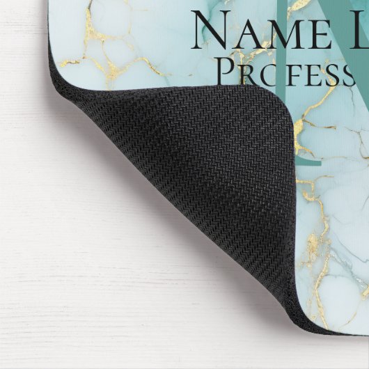 Custom Elegant Monogram Aqua Marmor Mousepad (Ecke)