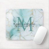 Custom Elegant Monogram Aqua Marmor Mousepad (Mit Mouse)
