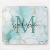 Custom Elegant Monogram Aqua Marmor Mousepad (Vorne)