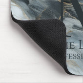 Custom Elegant Monogram Blue Gray Black Marble Mousepad (Ecke)