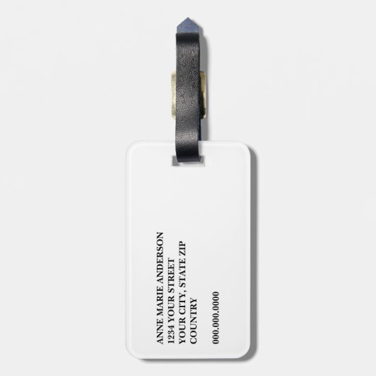 Custom Elegant Monogram Crest Gepäckanhänger (Rückseite vertikal)