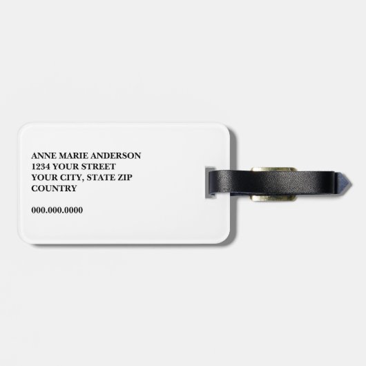 Custom Elegant Monogram Crest Gepäckanhänger (Rückseite horizontal)