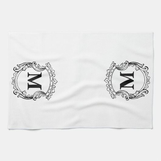 Custom Elegant Monogram Crest Geschirrtuch (Horizontal)