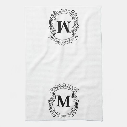 Custom Elegant Monogram Crest Geschirrtuch (Vertikal)