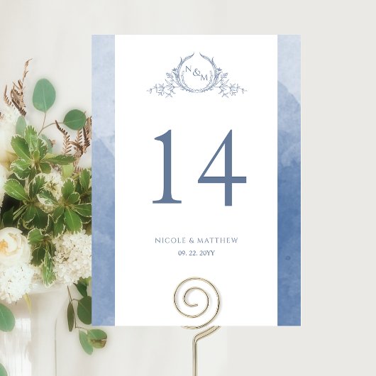 Custom, Elegant Monogram Dusty Blue Wedding