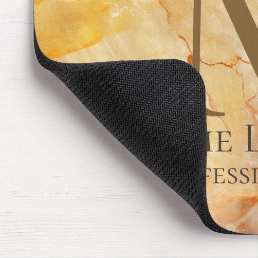 Custom Elegant Monogram Gold Bronze Rosy Marmor Mousepad (Ecke)