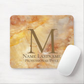 Custom Elegant Monogram Gold Bronze Rosy Marmor Mousepad (Mit Mouse)