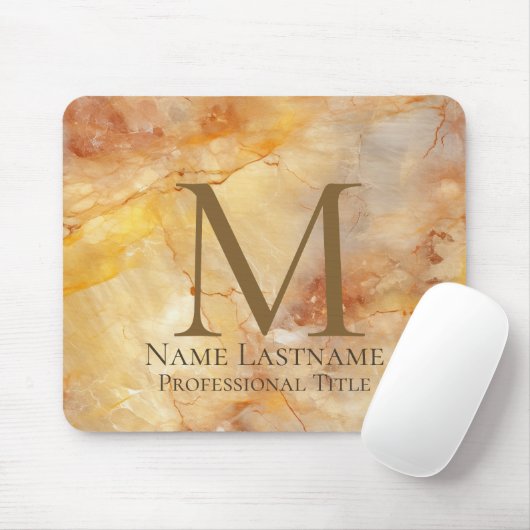 Custom Elegant Monogram Gold Bronze Rosy Marmor Mousepad (Mit Mouse)