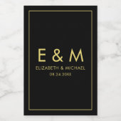 Custom Elegant Monogram Gold Text Save the Date Weinetikett (Einzelnes Label)