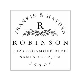 Custom Elegant Monogram | Hochzeitsfeier Rücksende Permastempel