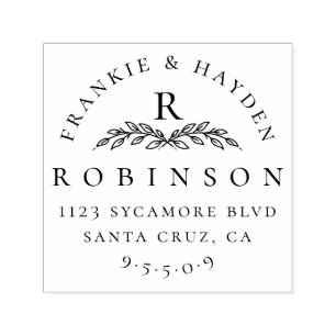 Custom Elegant Monogram   Hochzeitsfeier Rücksende Permastempel