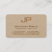 Custom Elegant Monogram Luxe Premium Kraft Paper Visitenkarte (Rückseite)
