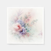 Custom Elegant Pastel Colors Aquarell Flowers Serviette (Vorderseite)