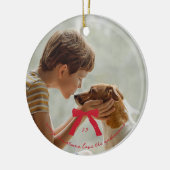 Custom Elegant Red Christmas Bow Foto Keramik Ornament (Links)