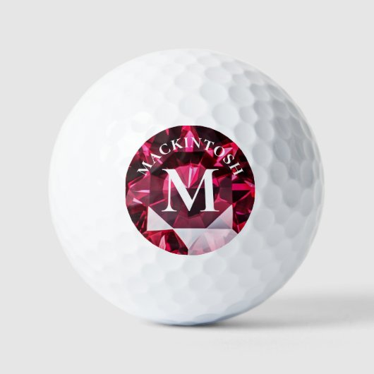 Custom Elegant Red Monogram Golfball (Vorderseite)