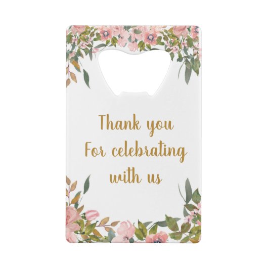 Custom Elegant Rosa Blumengrün Gastgeschenk Hochze Geldbeutel Flaschenöffner (Rückseite)