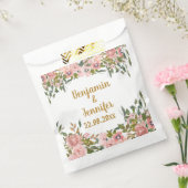 Custom Elegant Rosa Blumengrün Gastgeschenk Hochze Geschenktütchen (Versiegelt)