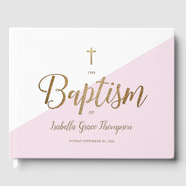 Custom Elegant rosa gold Cross Baby Taufe Gästebuch