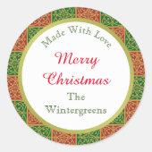 Custom Elegant Rot und Grün Backgeschenk Runder Aufkleber (Vorderseite)