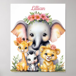 Custom Elegant Safari Kinderzimmer Baby Animal Poster