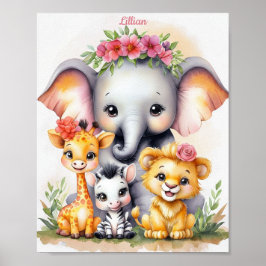 Custom Elegant Safari Kinderzimmer Baby Animal Poster