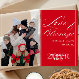 Custom Elegant Script 1 Family Photo Holiday Card Acryleinladungen